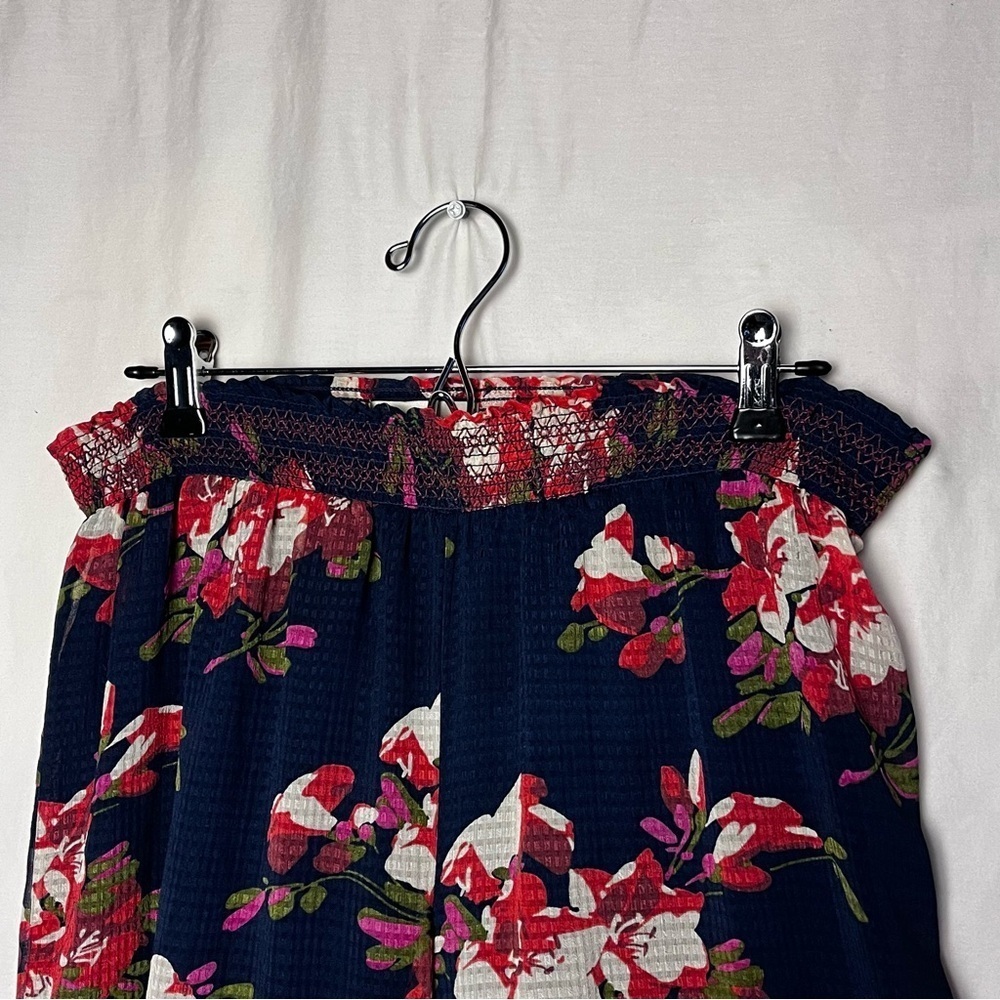 Anthropologie Elevenses | Navy Fire Lily Sheer Wide Leg Pull On Pants, Medium - Picture 6 of 11